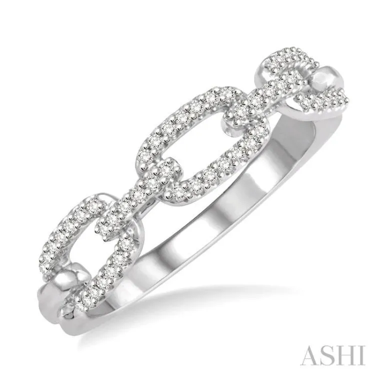 1/5 ctw Interlocked Links Round Cut Diamond Ladies Ring in 14K White Gold