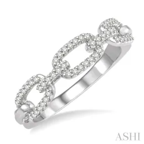 1/5 ctw Interlocked Links Round Cut Diamond Ladies Ring in 14K White Gold