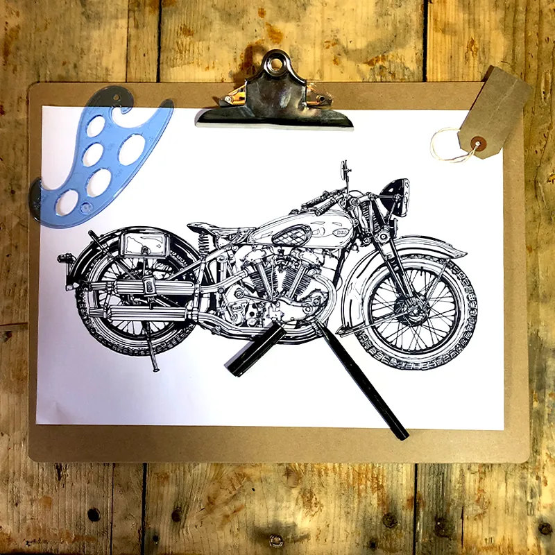 1936 BSA 750 V-TWIN - LADIES V-NECK T-SHIRT