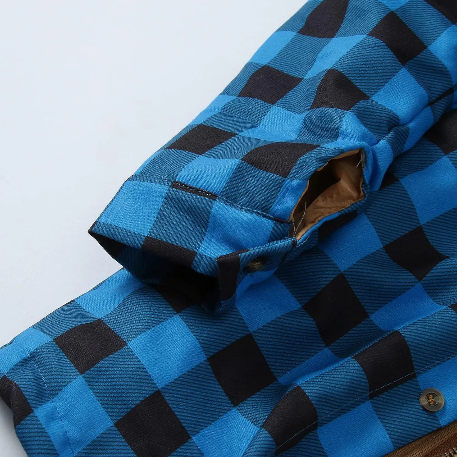 aihihe Men's Hooded Quilted Lined Flannel Shirt Jacket Plus Size Long Sleeve Plaid Zipper Jackets Winter Thermal Outerwear