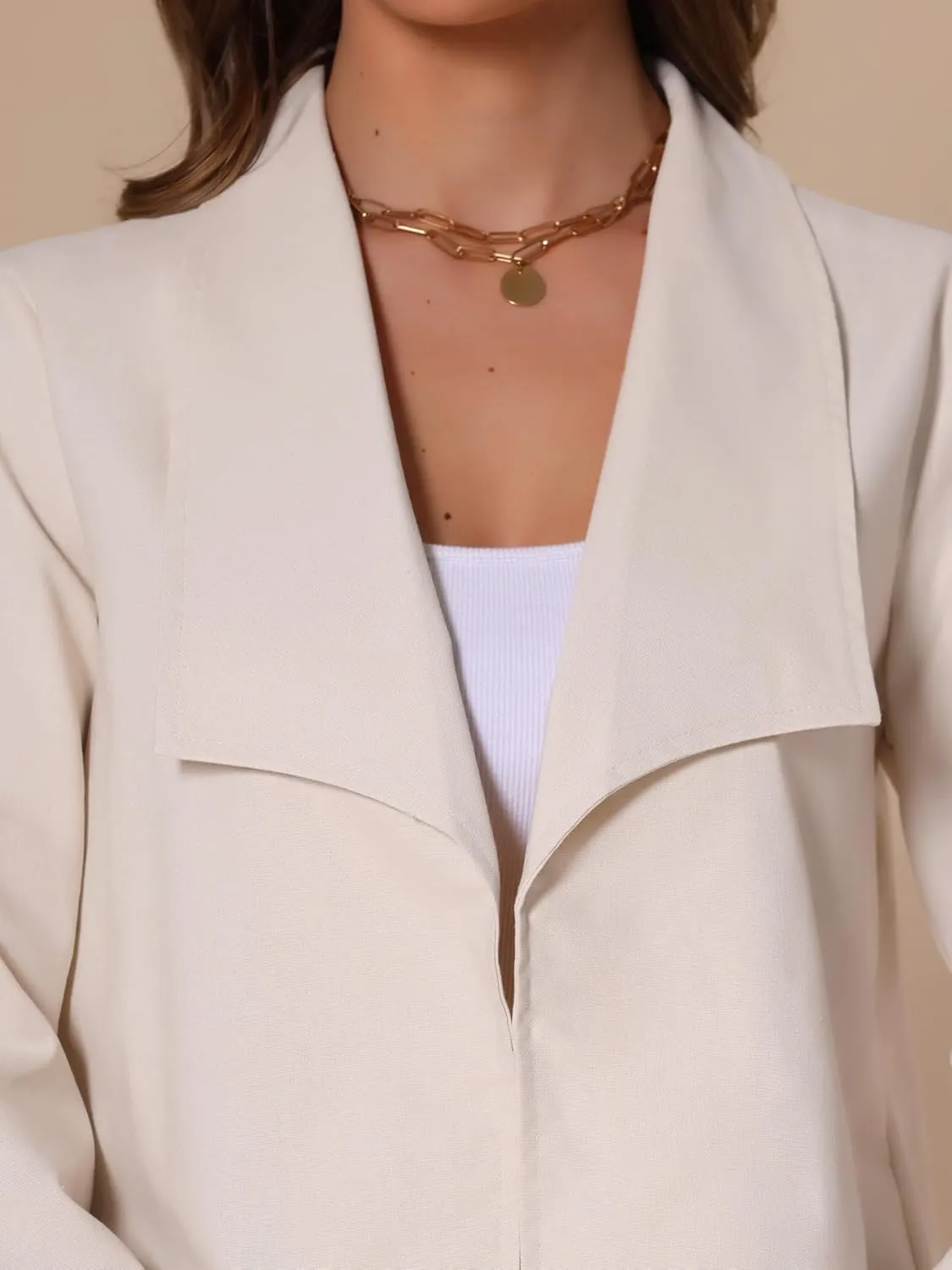Allegra K Dressy Casual Jacket for Women's Open Front Long Sleeve Cropped Blazer