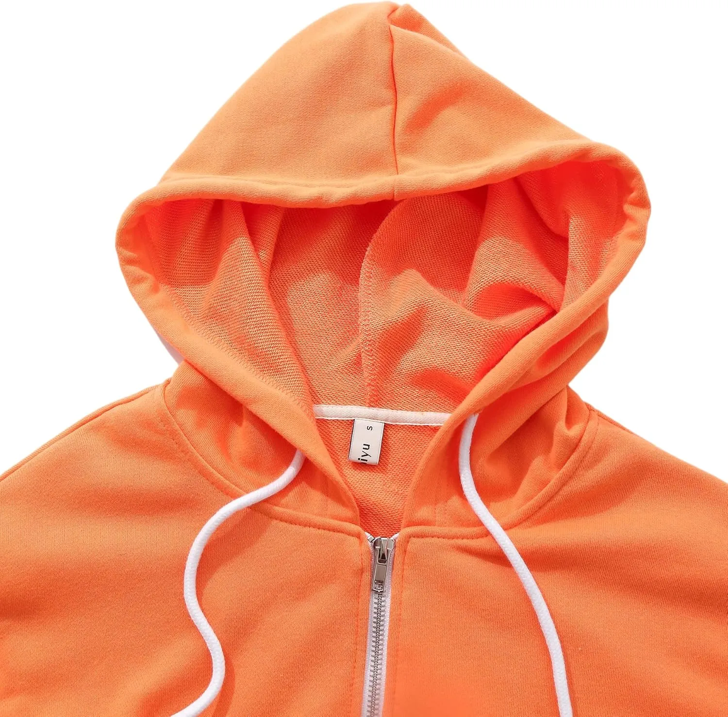 Amazhiyu Women's Cropped Zip up Hoodie with Pockets Cinched Waist Crop Sweatshirt Jacket