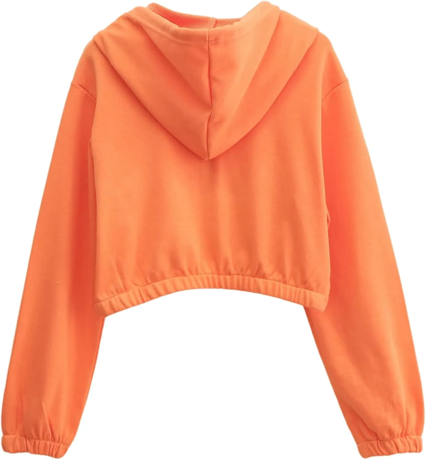 Amazhiyu Women's Cropped Zip up Hoodie with Pockets Cinched Waist Crop Sweatshirt Jacket