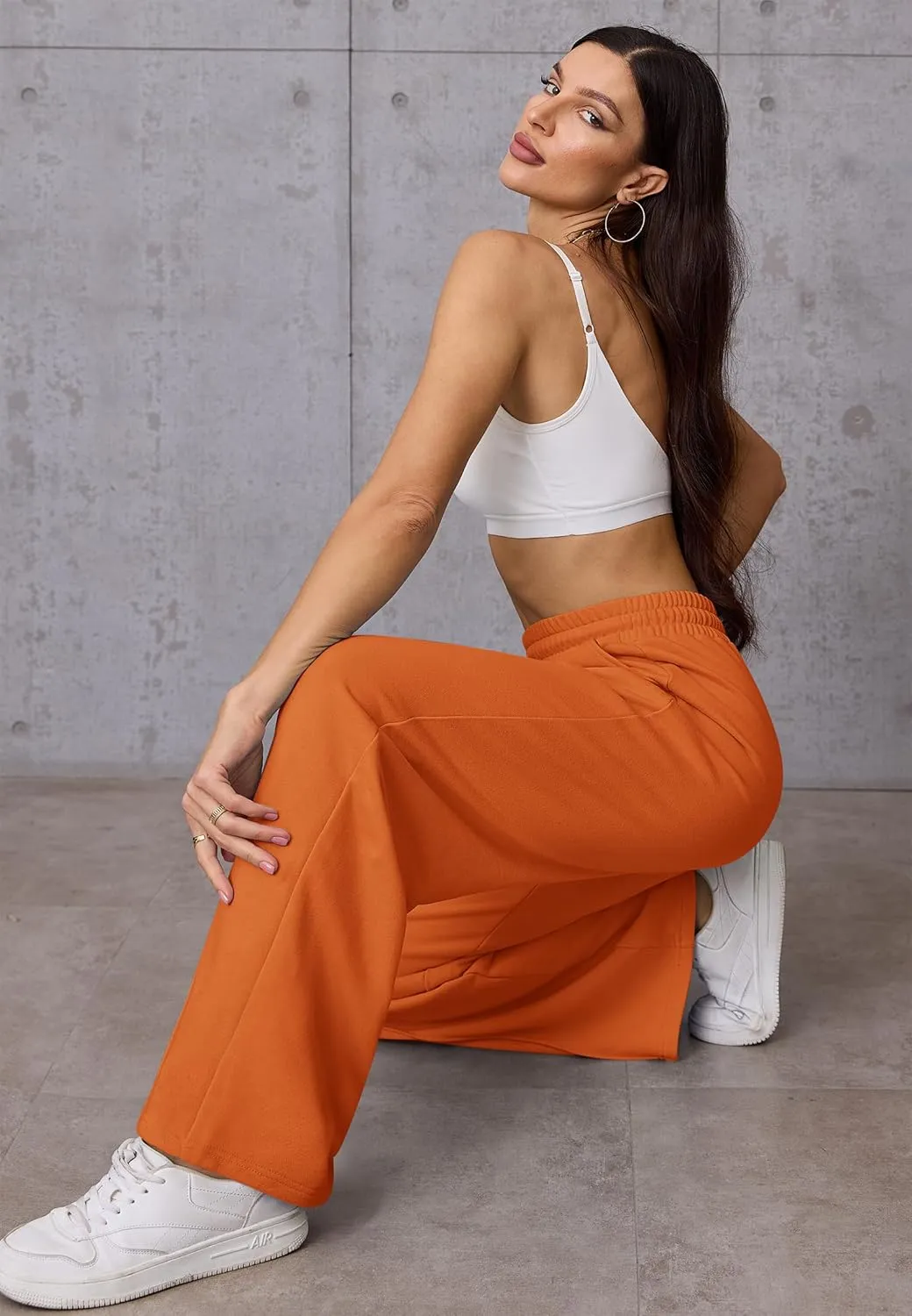 ATHMILE Womens Wide Leg Sweatpants High Waisted Baggy Pants Fashion Teen Girl Drawstring Athletic Joggers