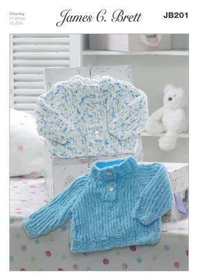 Babies Cardigan and Sweater in James C Brett Fluttery Chunky