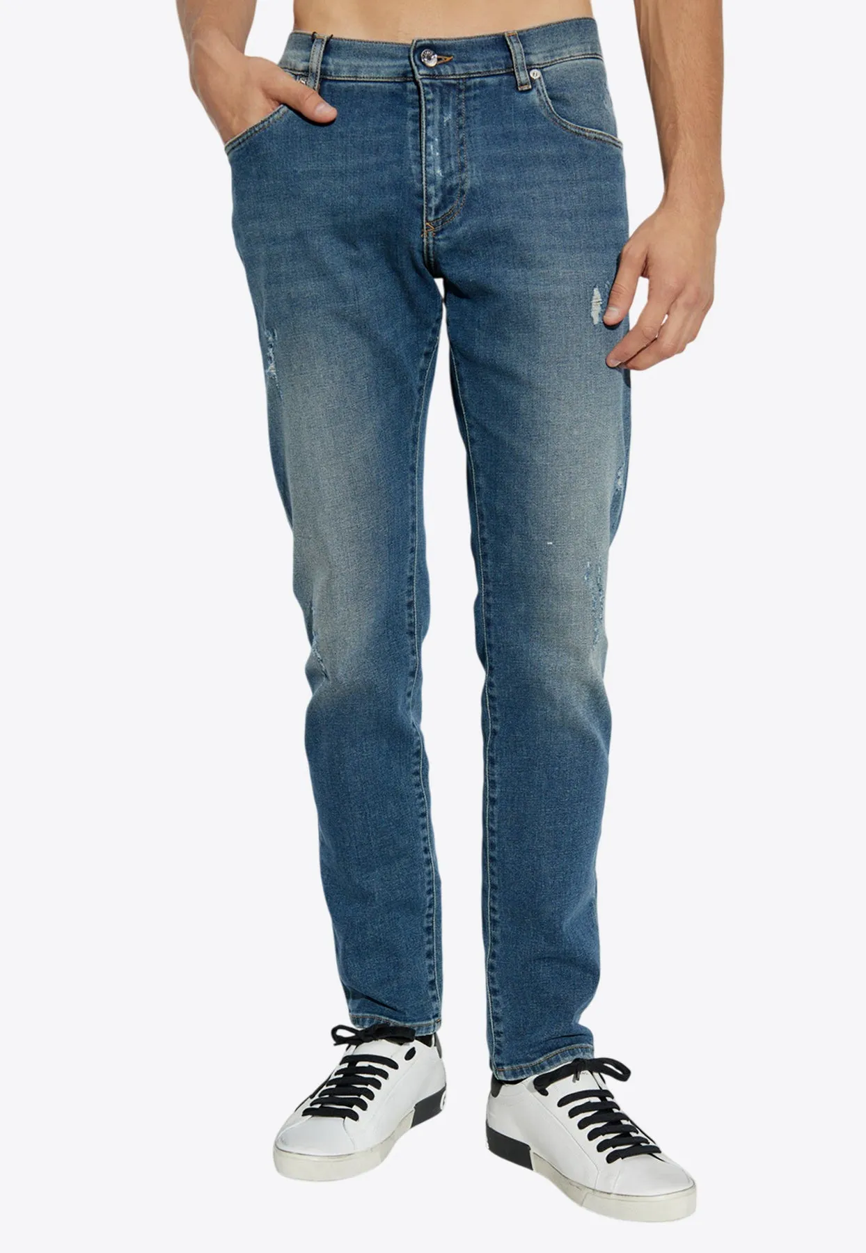 Back Embroidered-Logo Slim-Fit Jeans