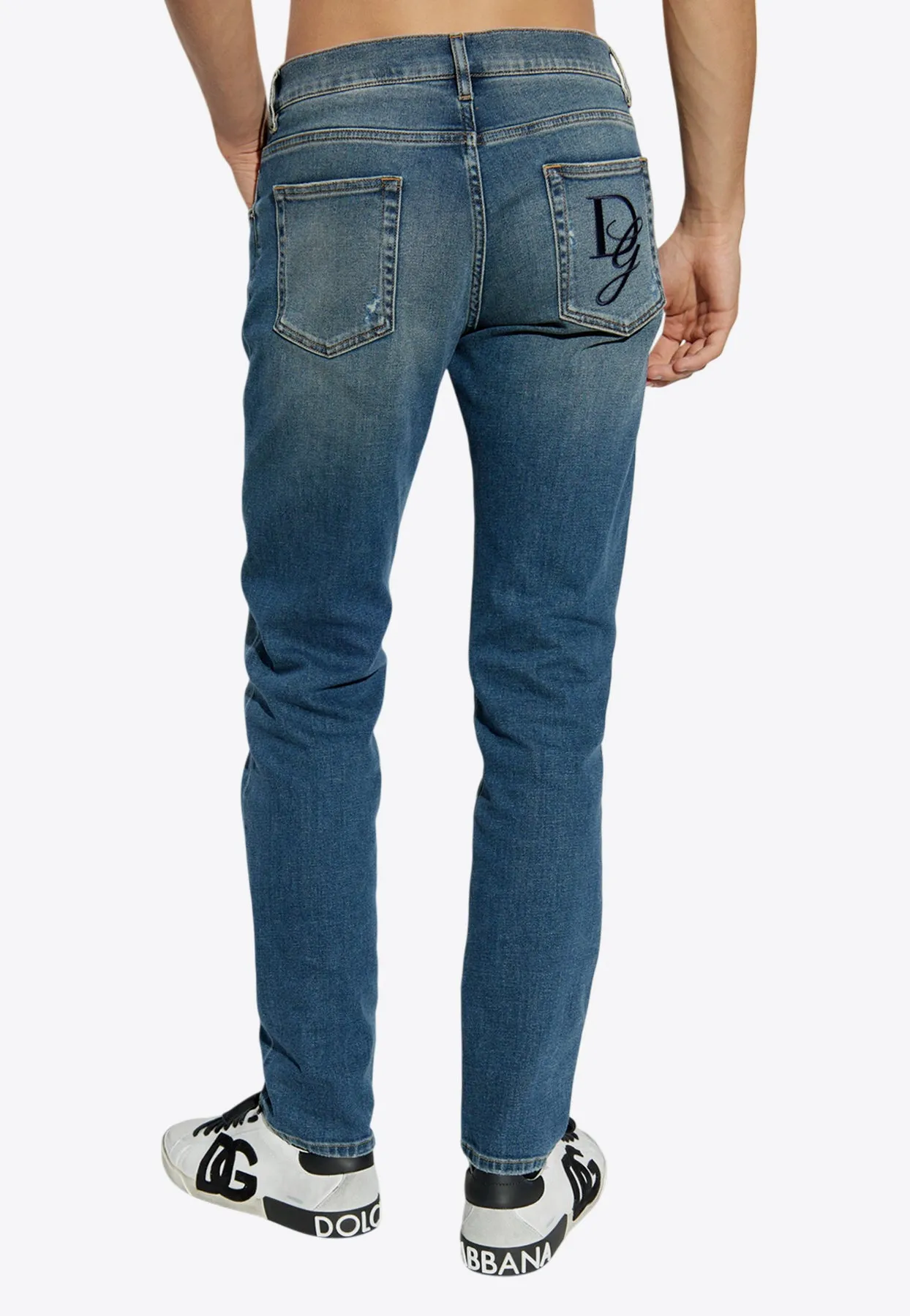 Back Embroidered-Logo Slim-Fit Jeans