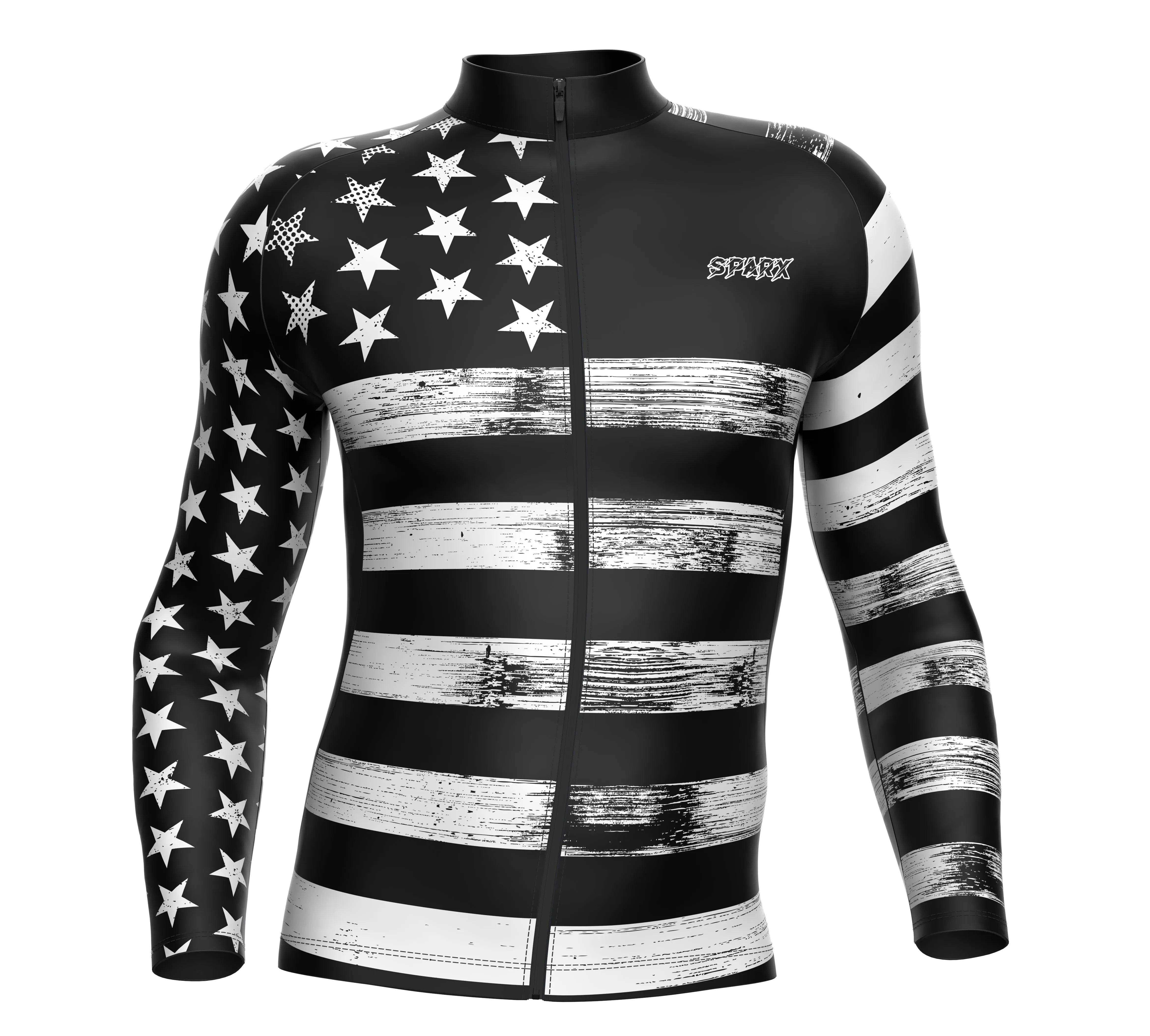 Black US Flag Cycling Thermal Jersey