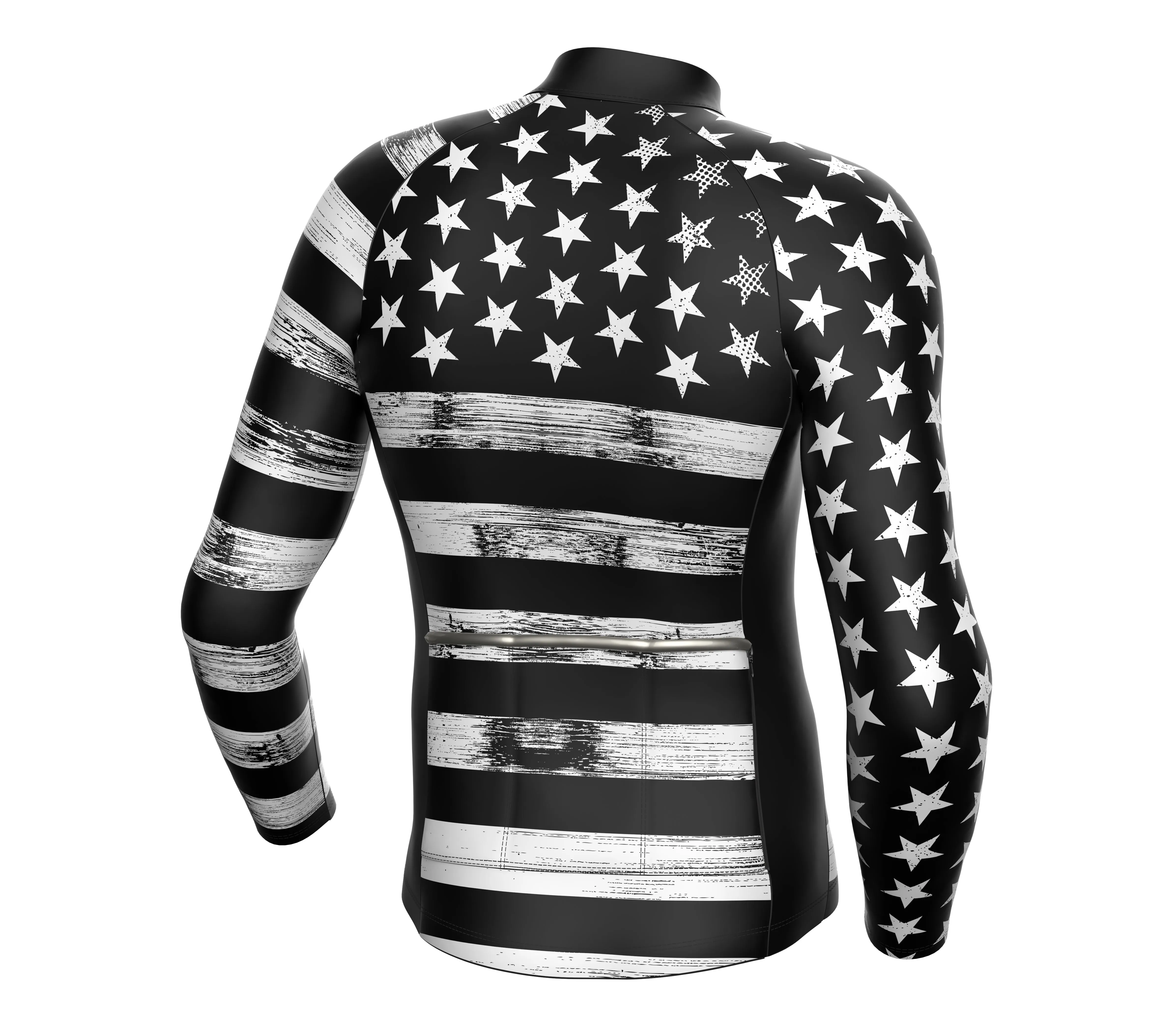 Black US Flag Cycling Thermal Jersey