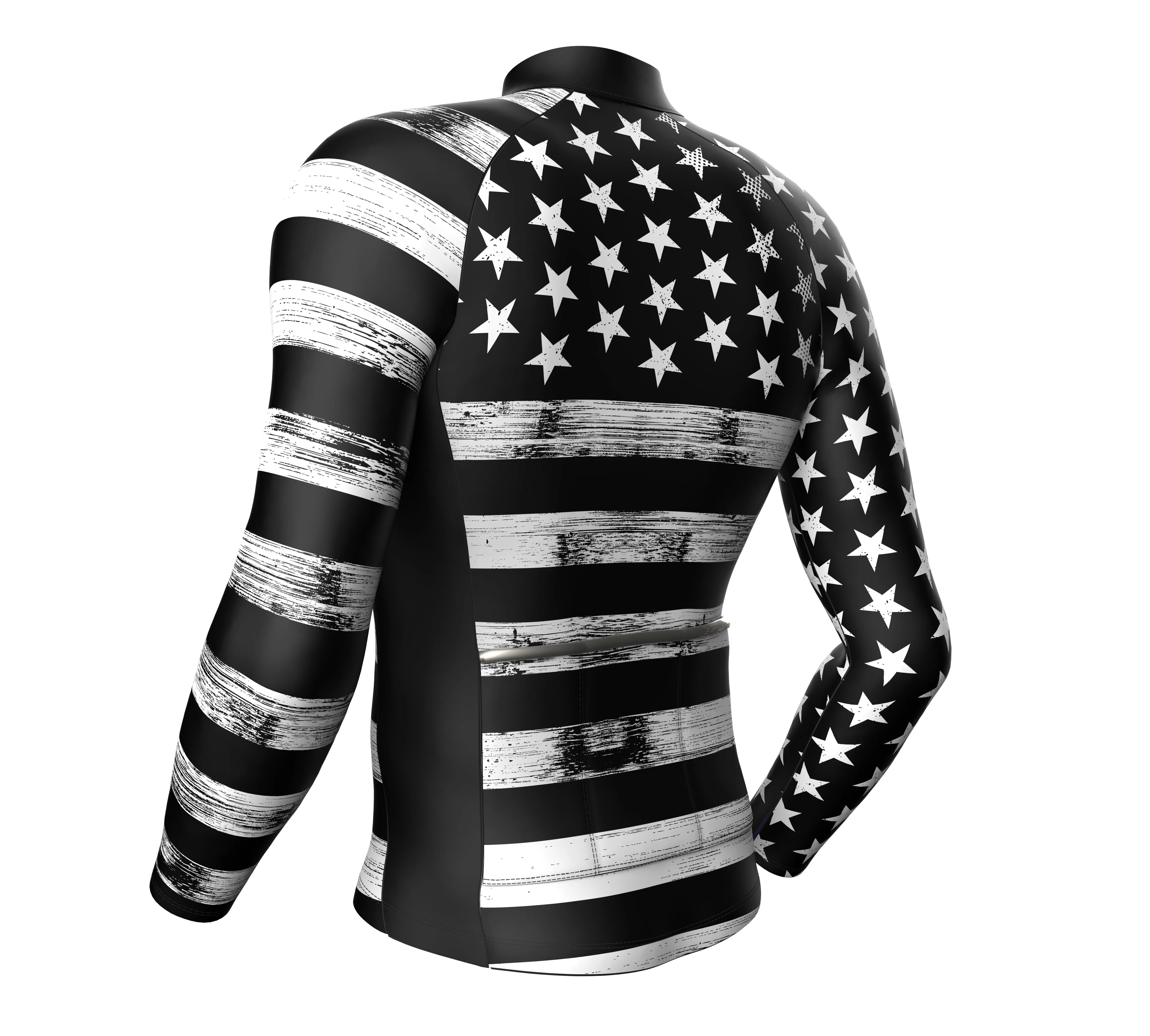 Black US Flag Cycling Thermal Jersey