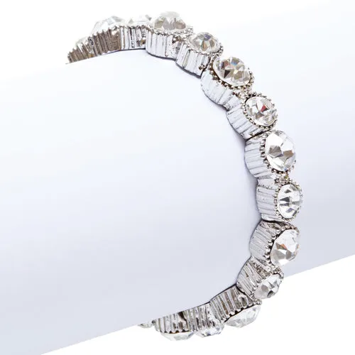Bridal Wedding Jewelry Crystal Rhinestone Simple Yet Elegant Bracelet B308 SV