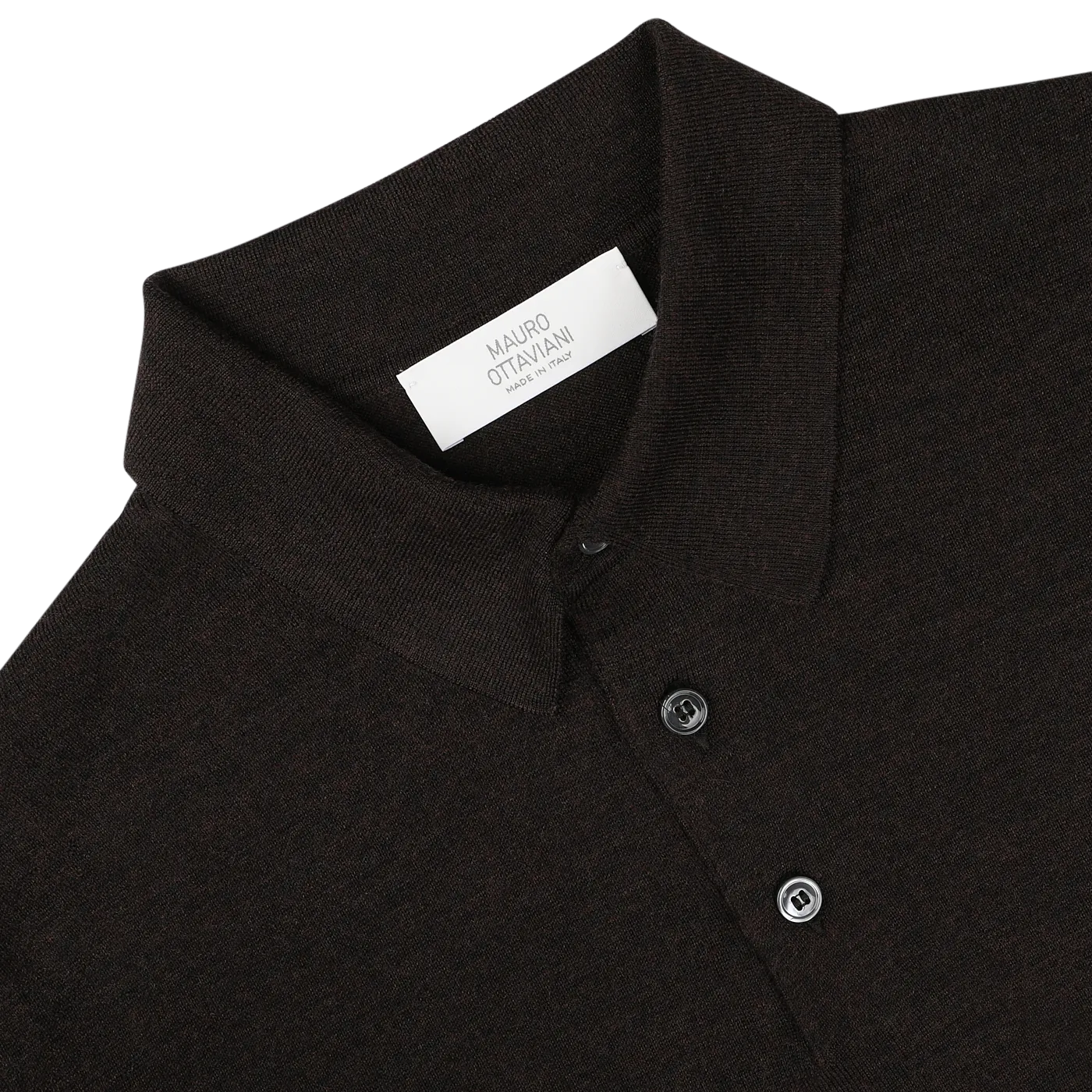 Brown Melange 16 Gauge Merino Wool Polo Shirt