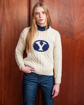 BYU Women’s British Wool Crew-Neck Fisherman’s Sweater