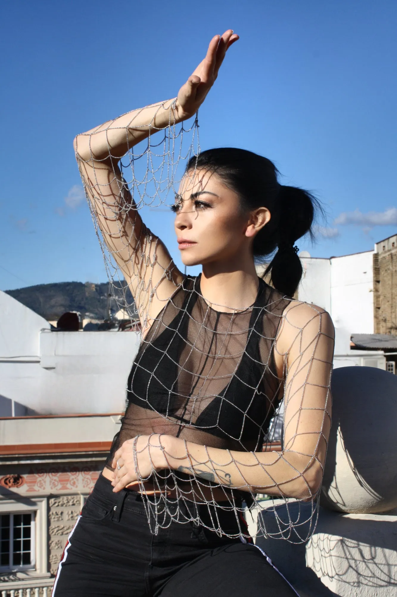 Caged Chain Sleeve Top