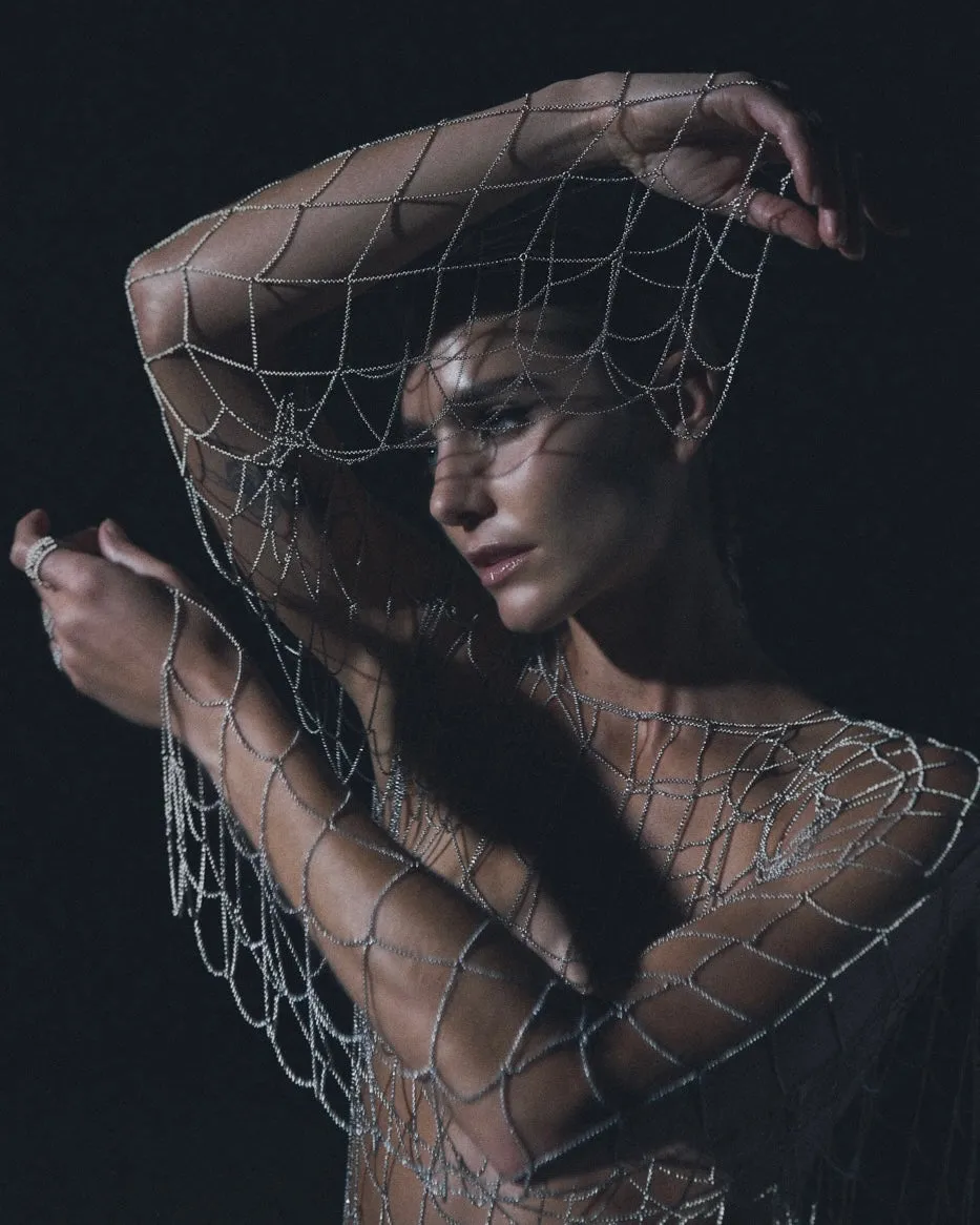 Caged Chain Sleeve Top