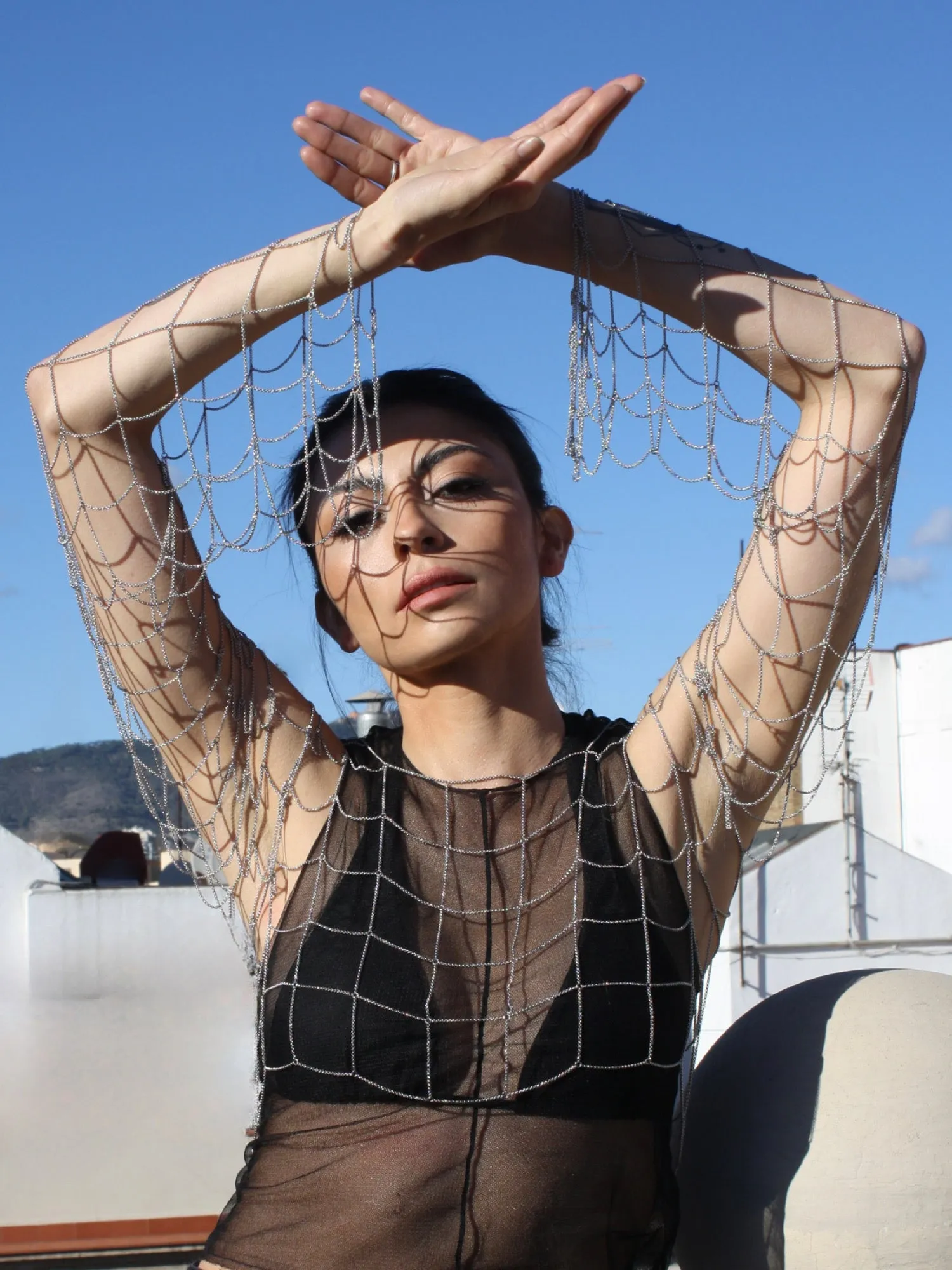 Caged Chain Sleeve Top