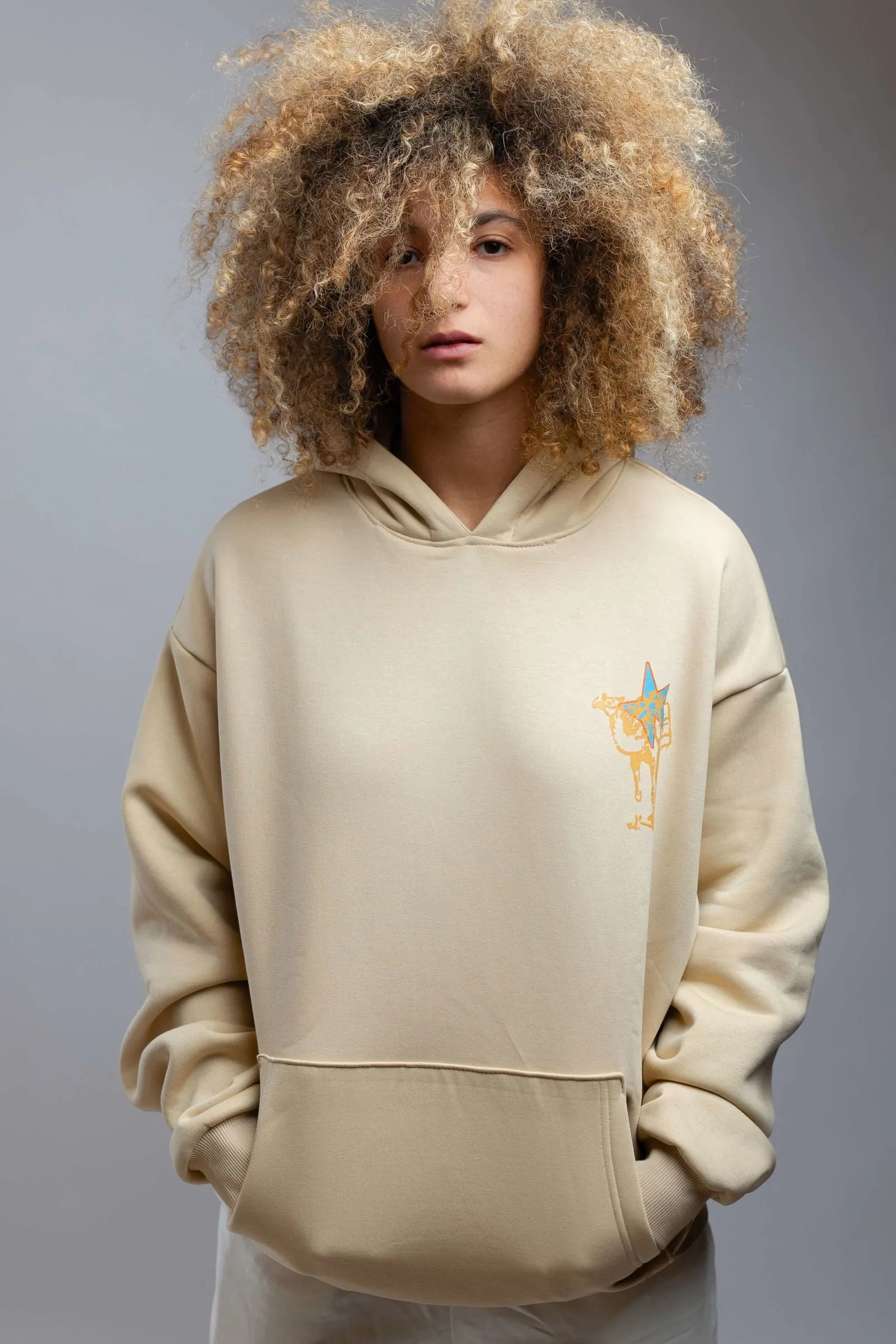 Camel Print Hoodie-Beige