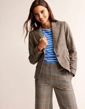Canonbury Wool Blazer-Camel and Pink Prince of Wales