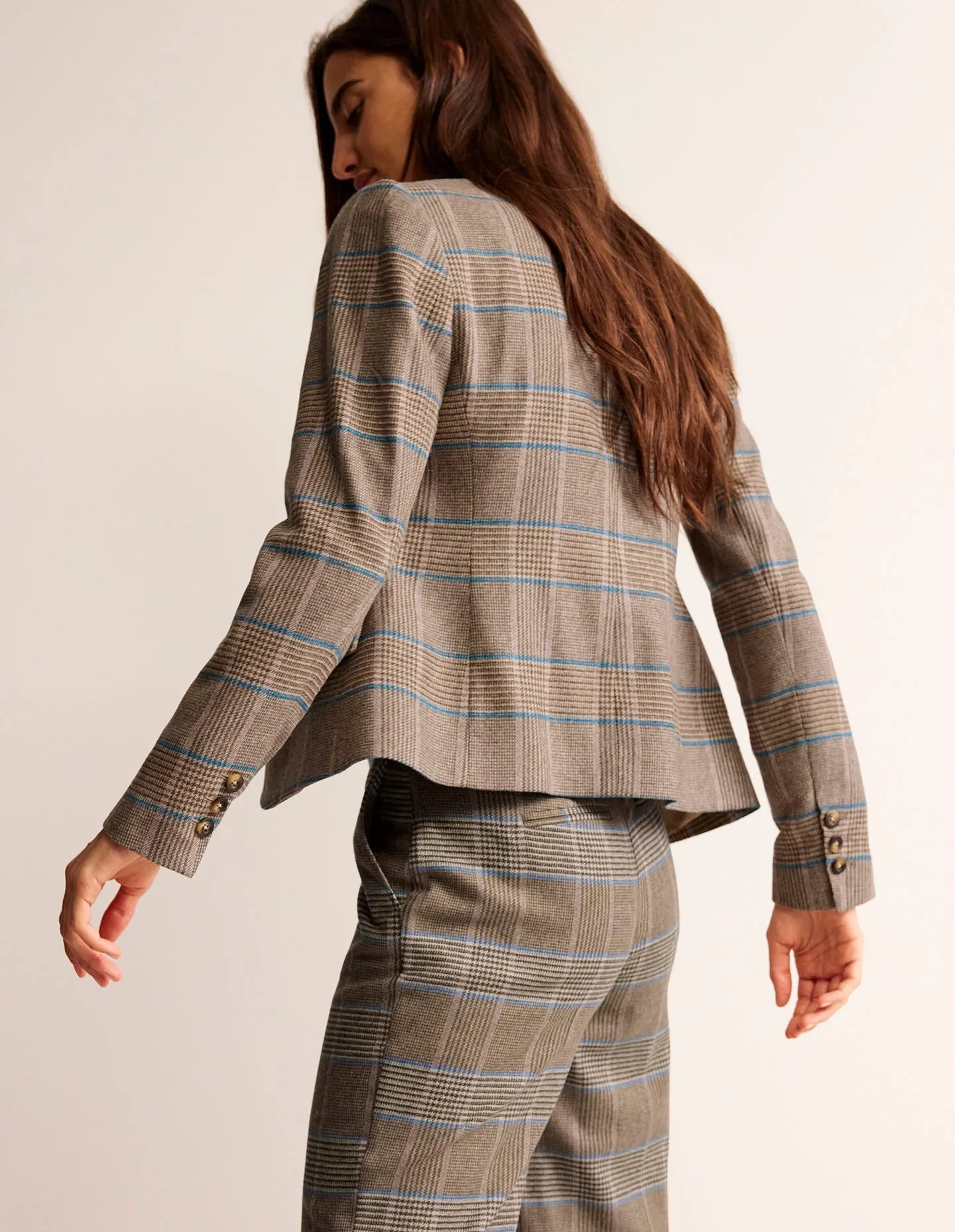 Canonbury Wool Blazer-Camel and Pink Prince of Wales