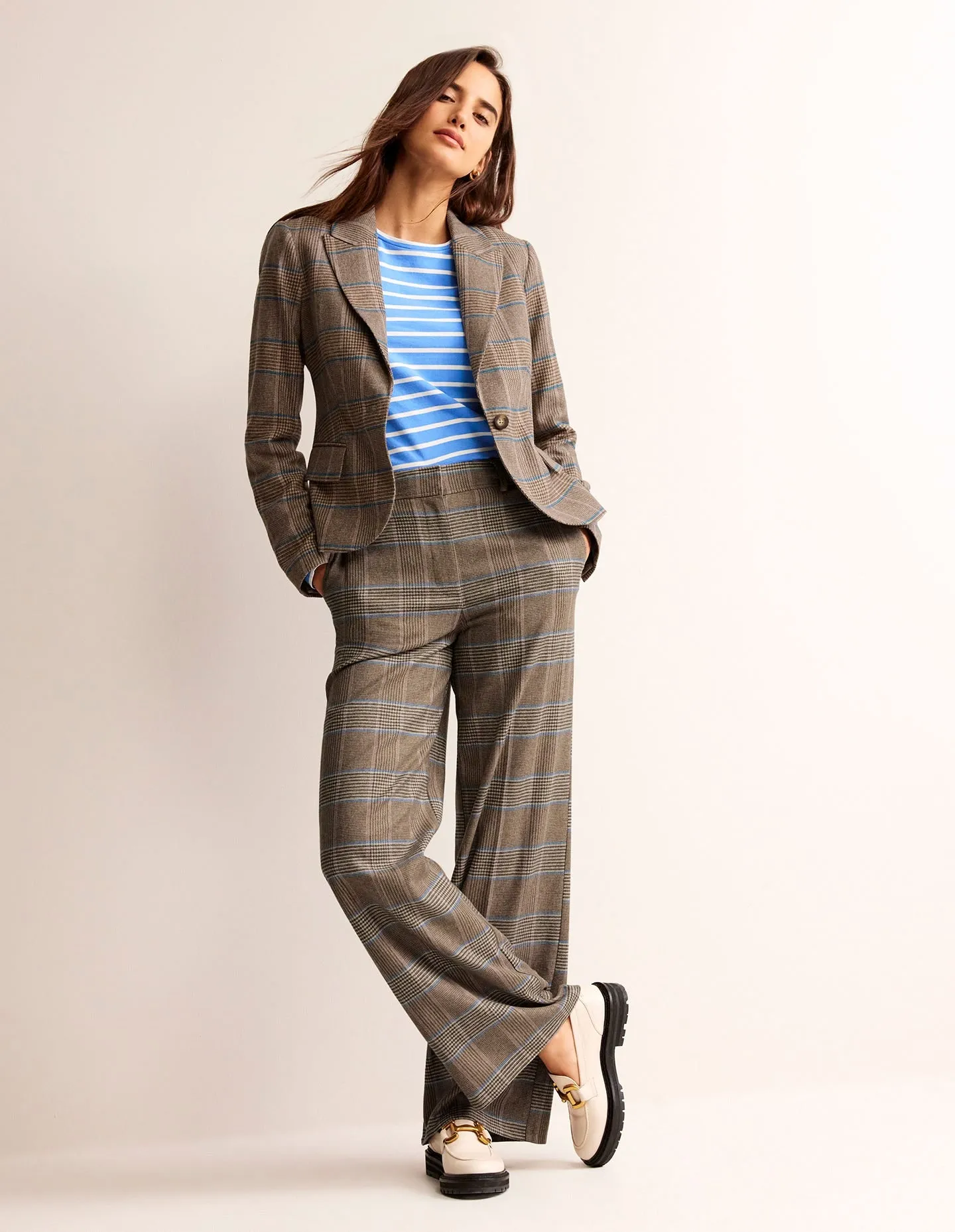 Canonbury Wool Blazer-Camel and Pink Prince of Wales