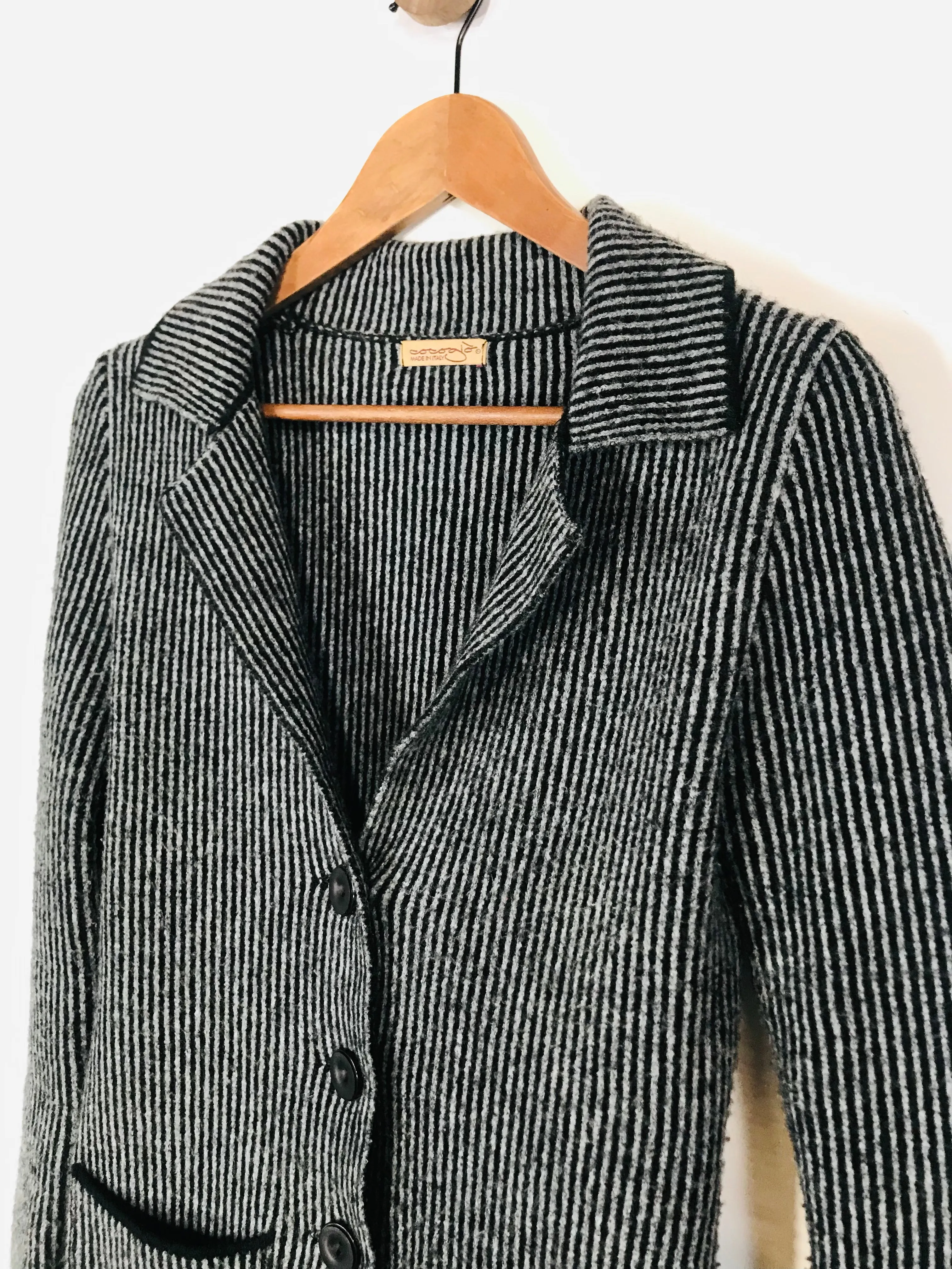 Cocogio Women's Striped Smart Blazer Jacket | UK10 | Black