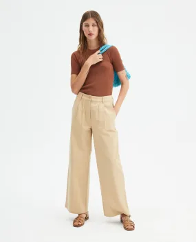 Compania Fantastica Beige Straight Cut Trousers