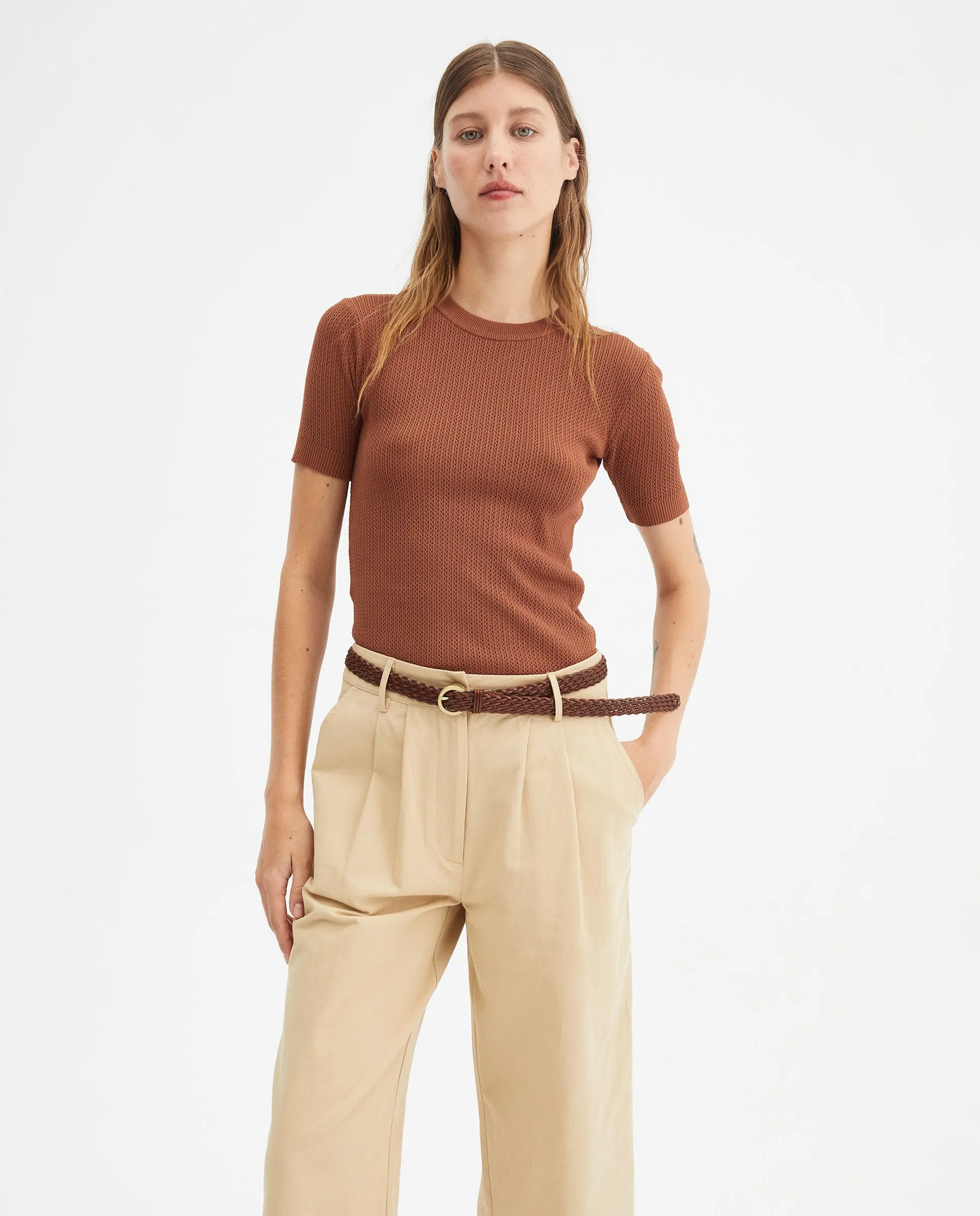 Compania Fantastica Beige Straight Cut Trousers