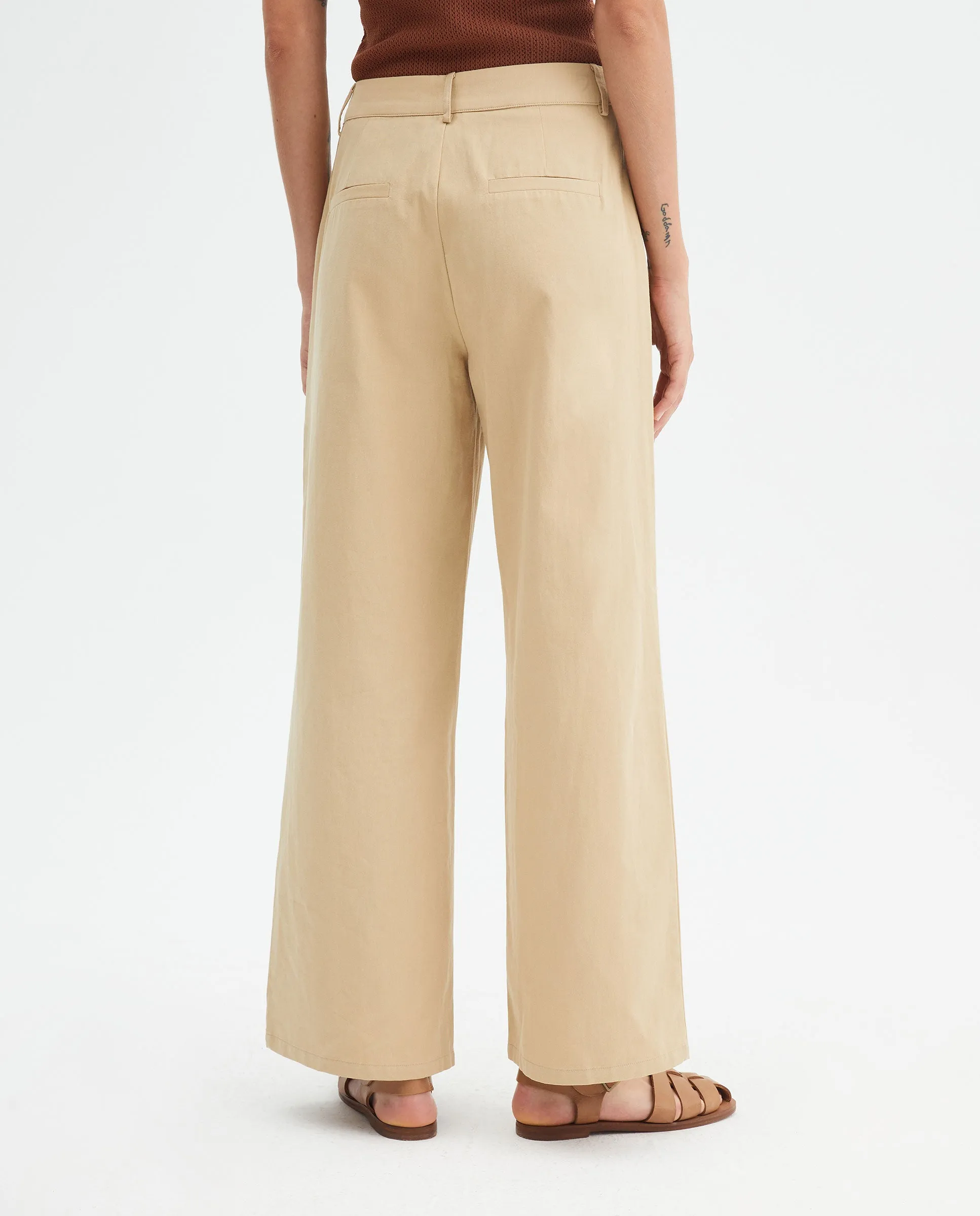 Compania Fantastica Beige Straight Cut Trousers
