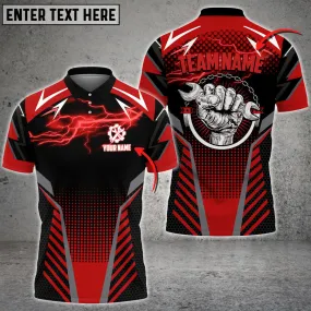 Coolspod Mechanic Thunder Custom Name Team Multi Color Printed 3D Polo Shirt, Gift for Mechanic Men Dad
