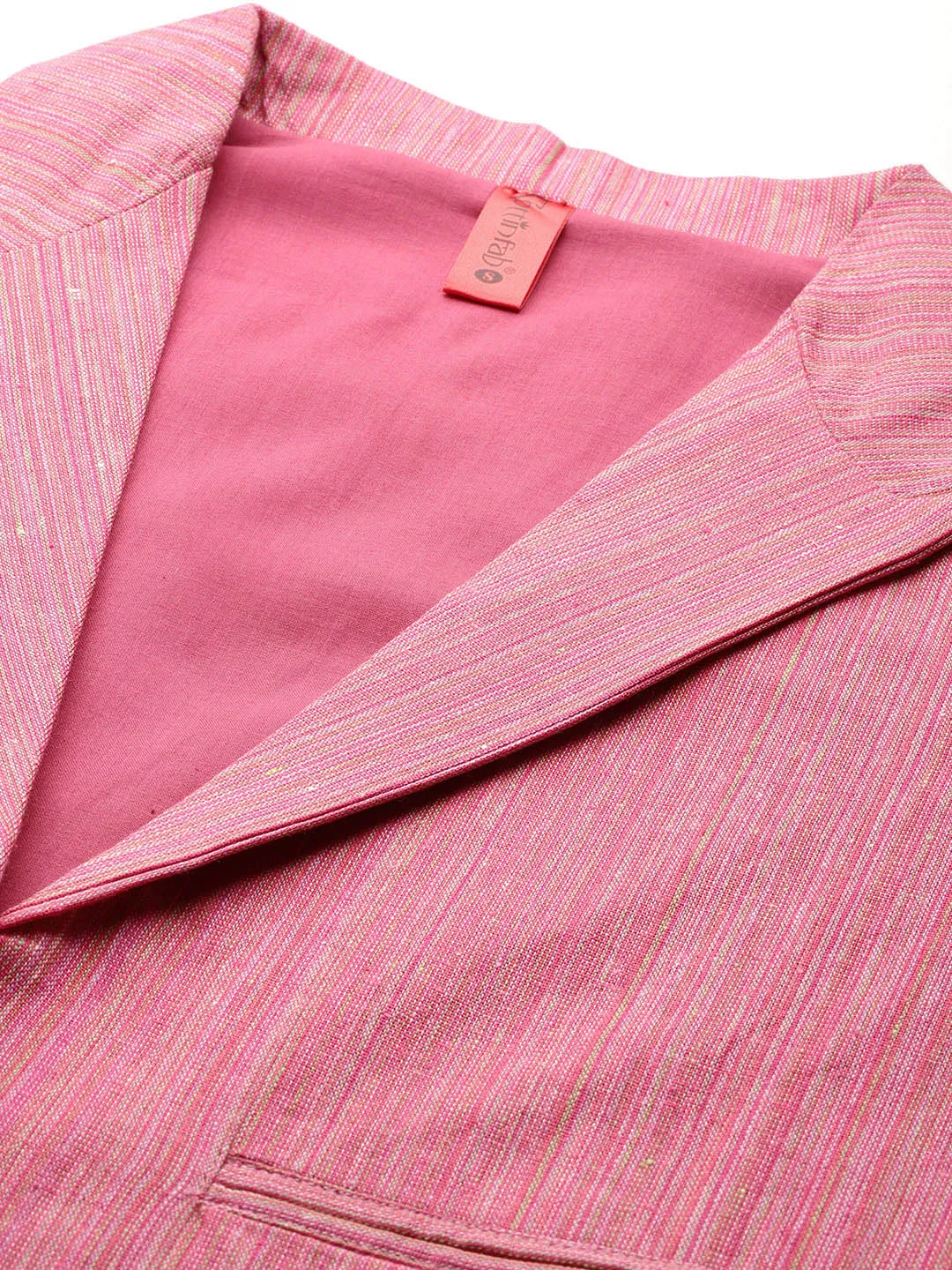 Cottinfab Striped Single-Breasted Pure Cotton Casual Blazer