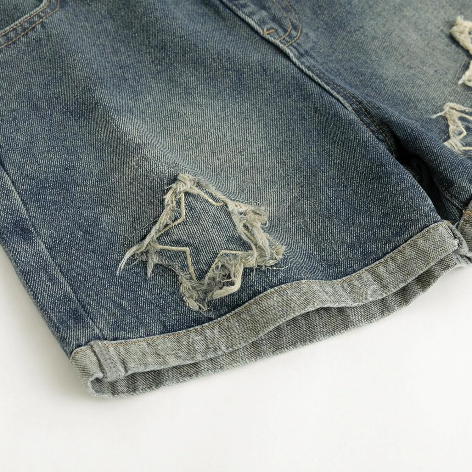 Curipeer Girls Embroidered Star Printed High Waistband Jeans with Pockets 5-14T