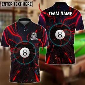 Customized Name Team Billiards Ball 8 Abstract Tentacle Polo Shirt, Perfect Gift for Billiard Lovers