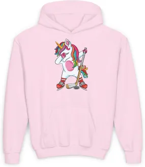 Cute Magical Dabbing Unicorn Ice Hockey Lovers Youth Girls Toddler Pullover Hoodie for Kids Hoodie for Birthdays Sportswear
