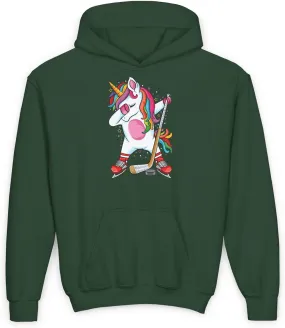 Cute Magical Dabbing Unicorn Ice Hockey Lovers Youth Girls Toddler Pullover Hoodie for Kids Hoodie for Birthdays Sportswear
