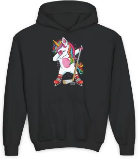 Cute Magical Dabbing Unicorn Ice Hockey Lovers Youth Girls Toddler Pullover Hoodie for Kids Hoodie for Birthdays Sportswear