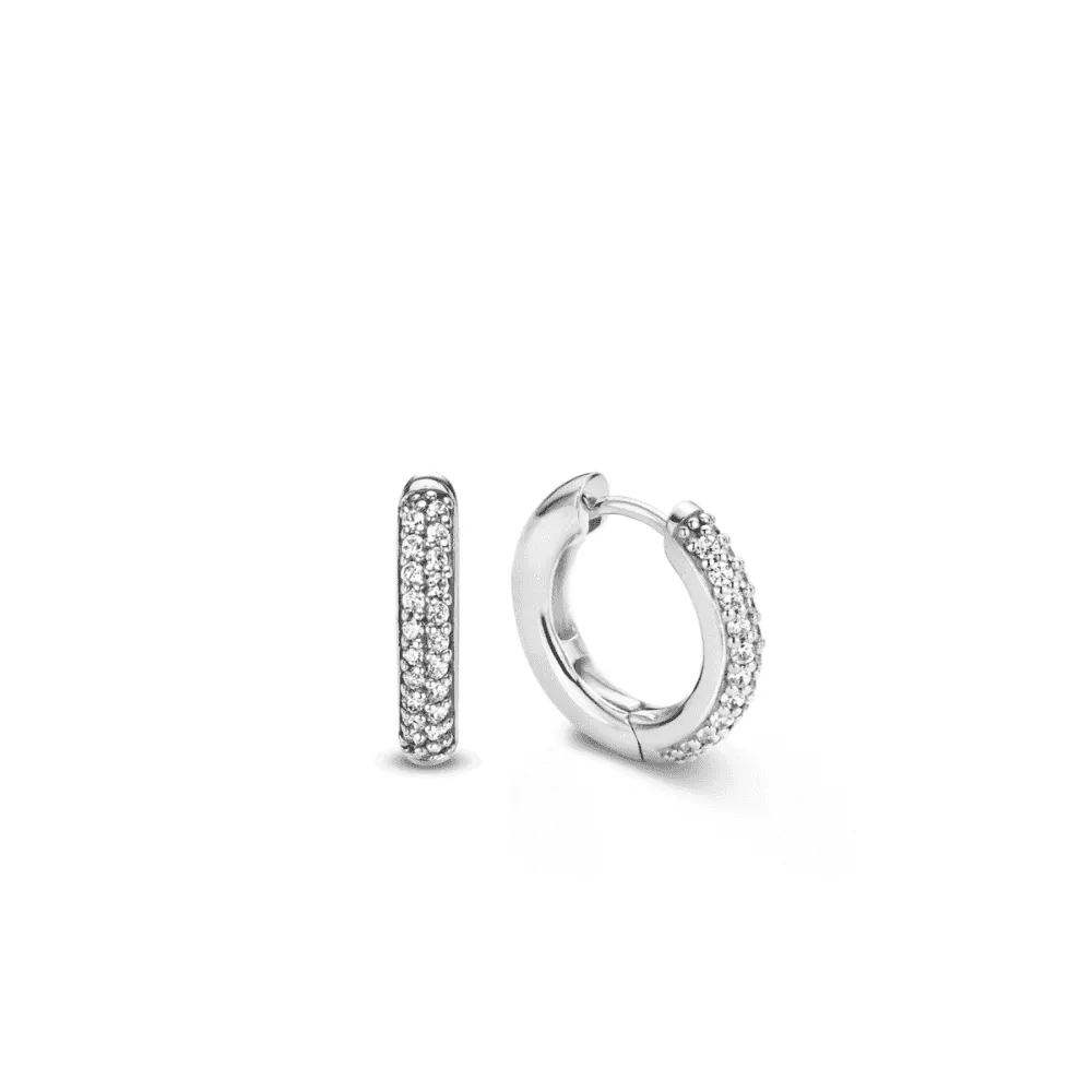 CZ Hoop Earrings - Silver - 7557ZI