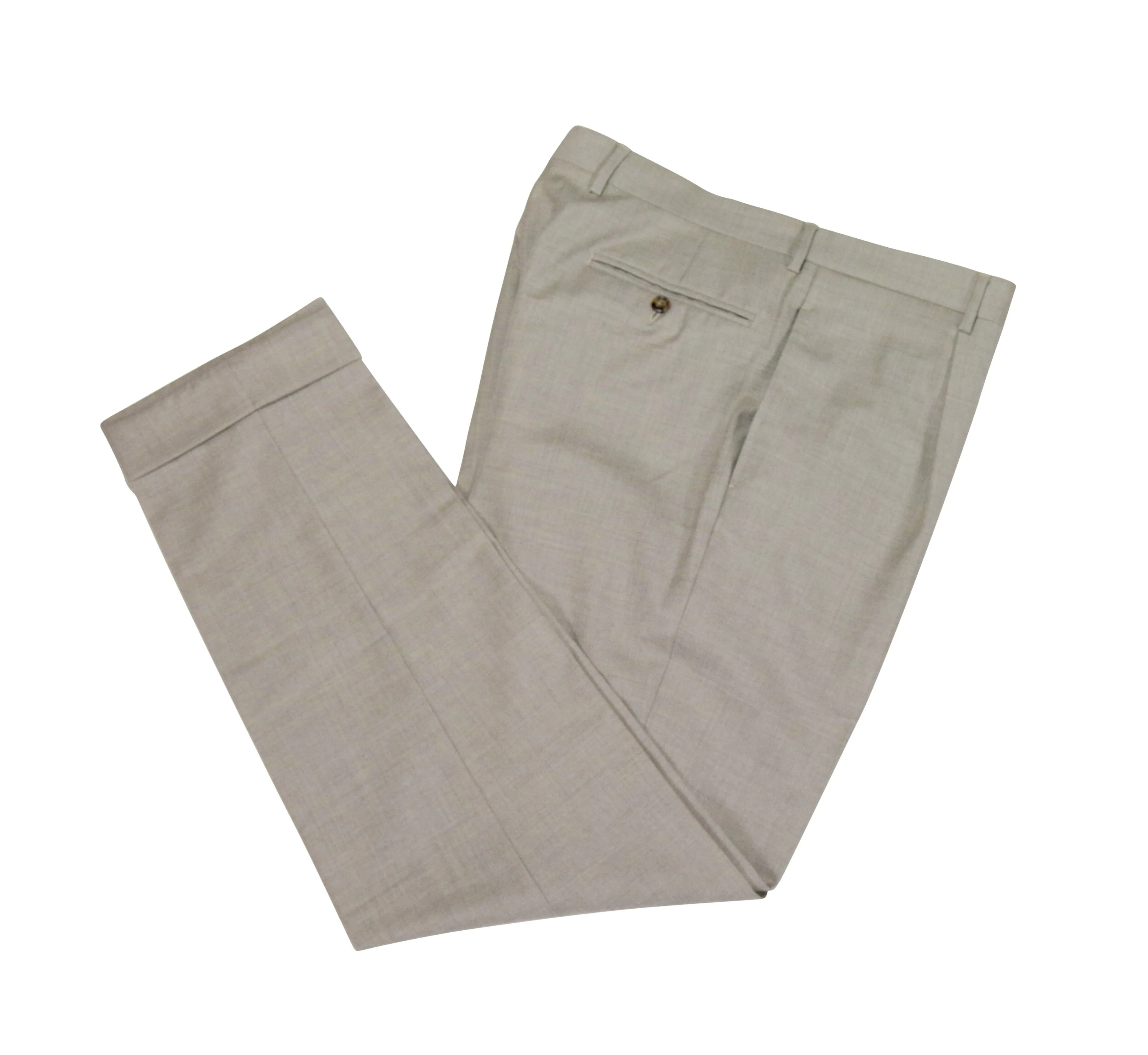 d'Avenza - Light Grey/Mole Pleated High Rise Wool/Cashmere Trousers 50