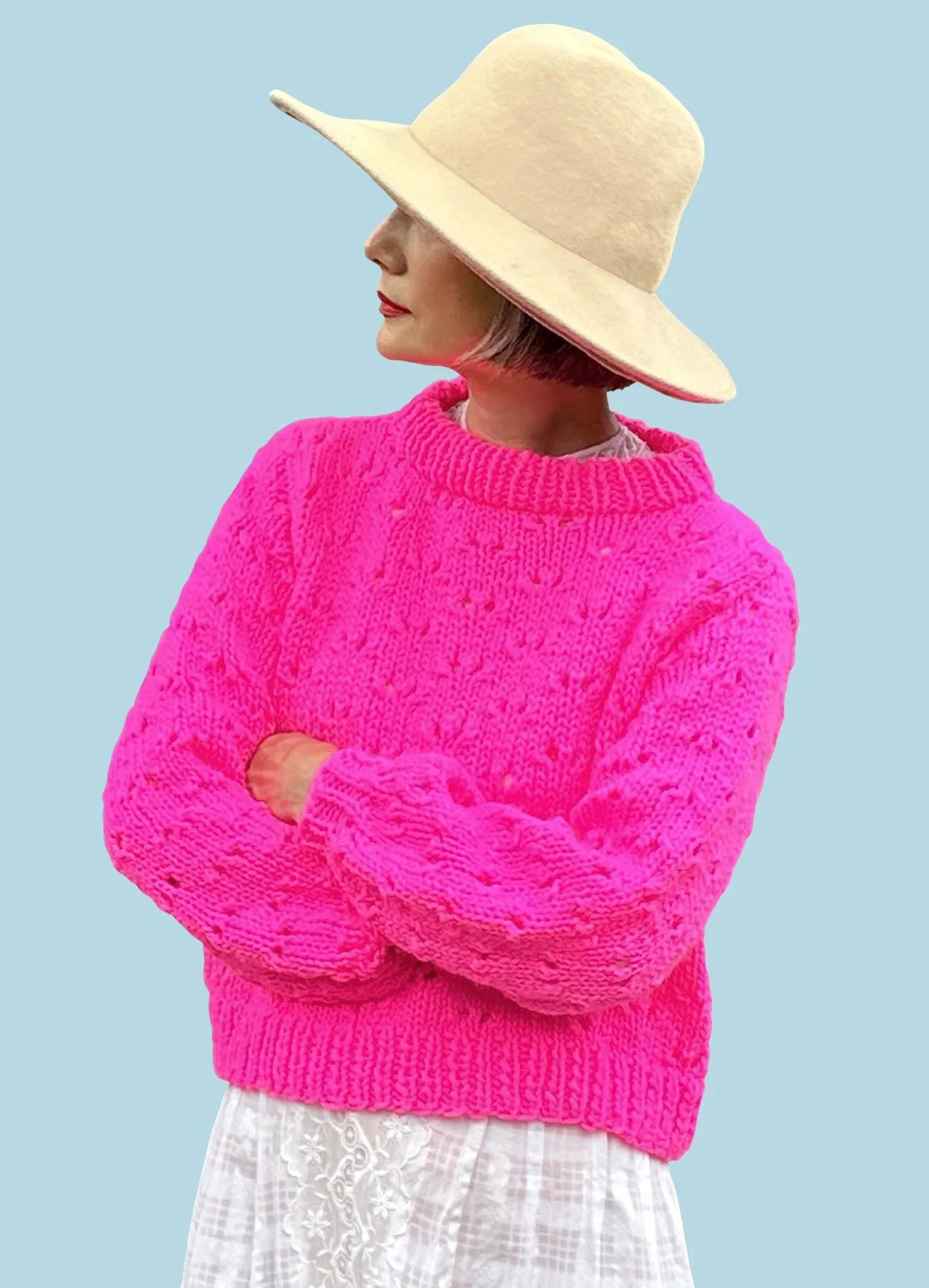 DIY Kit - Eyelet Sweater - Dream (Merino Worsted)