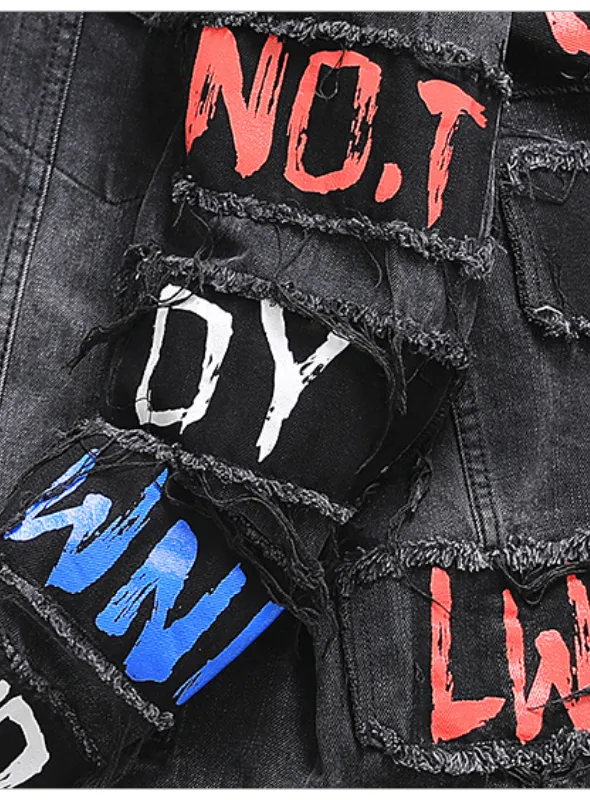 Don't Follow Any Body Street Wear Distress mens Denim jacket