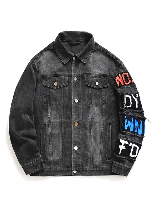 Don't Follow Any Body Street Wear Distress mens Denim jacket