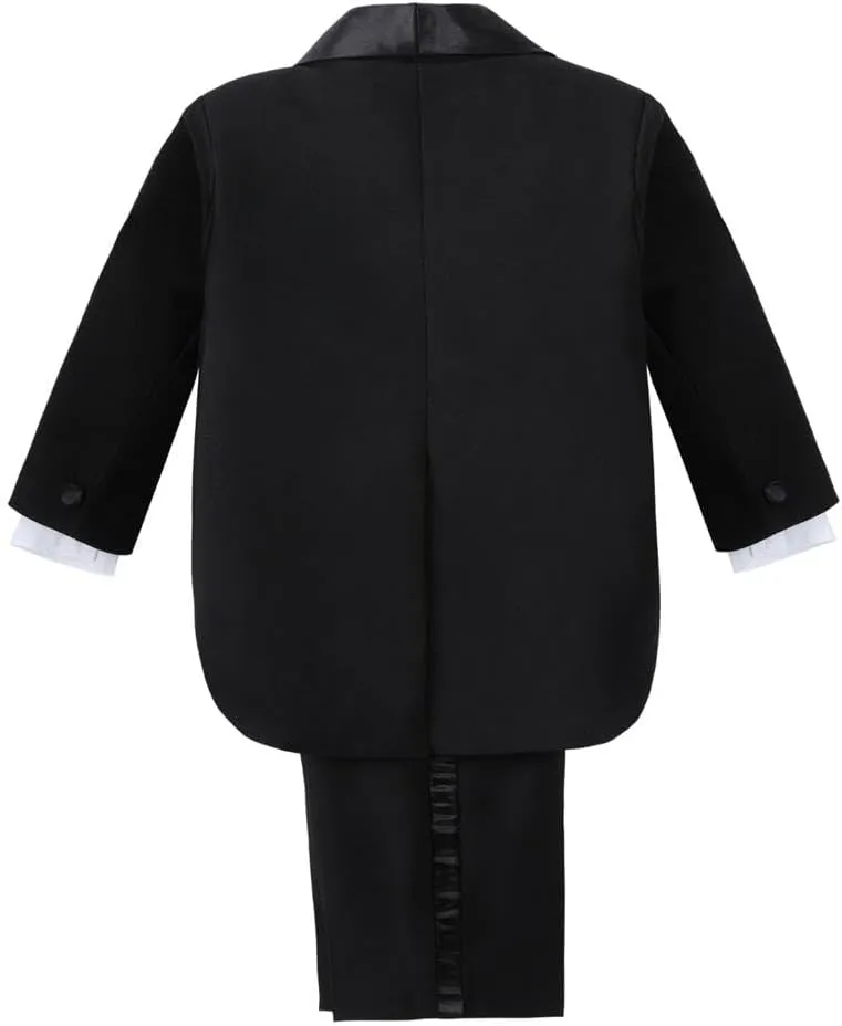 Dressy Daisy Baby Boy Tuxedo 5 Pieces Set Formal Dress Suit Gentleman Tux Wedding Outfit Black White Ivory