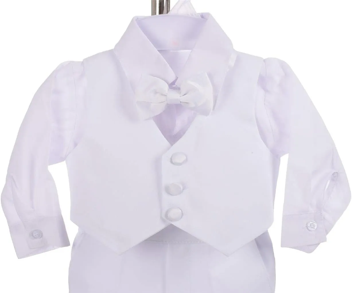 Dressy Daisy Baby Boy Tuxedo 5 Pieces Set Formal Dress Suit Gentleman Tux Wedding Outfit Black White Ivory