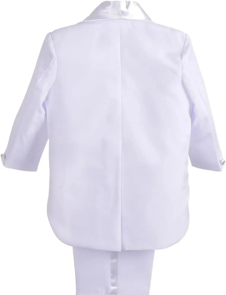 Dressy Daisy Baby Boy Tuxedo 5 Pieces Set Formal Dress Suit Gentleman Tux Wedding Outfit Black White Ivory