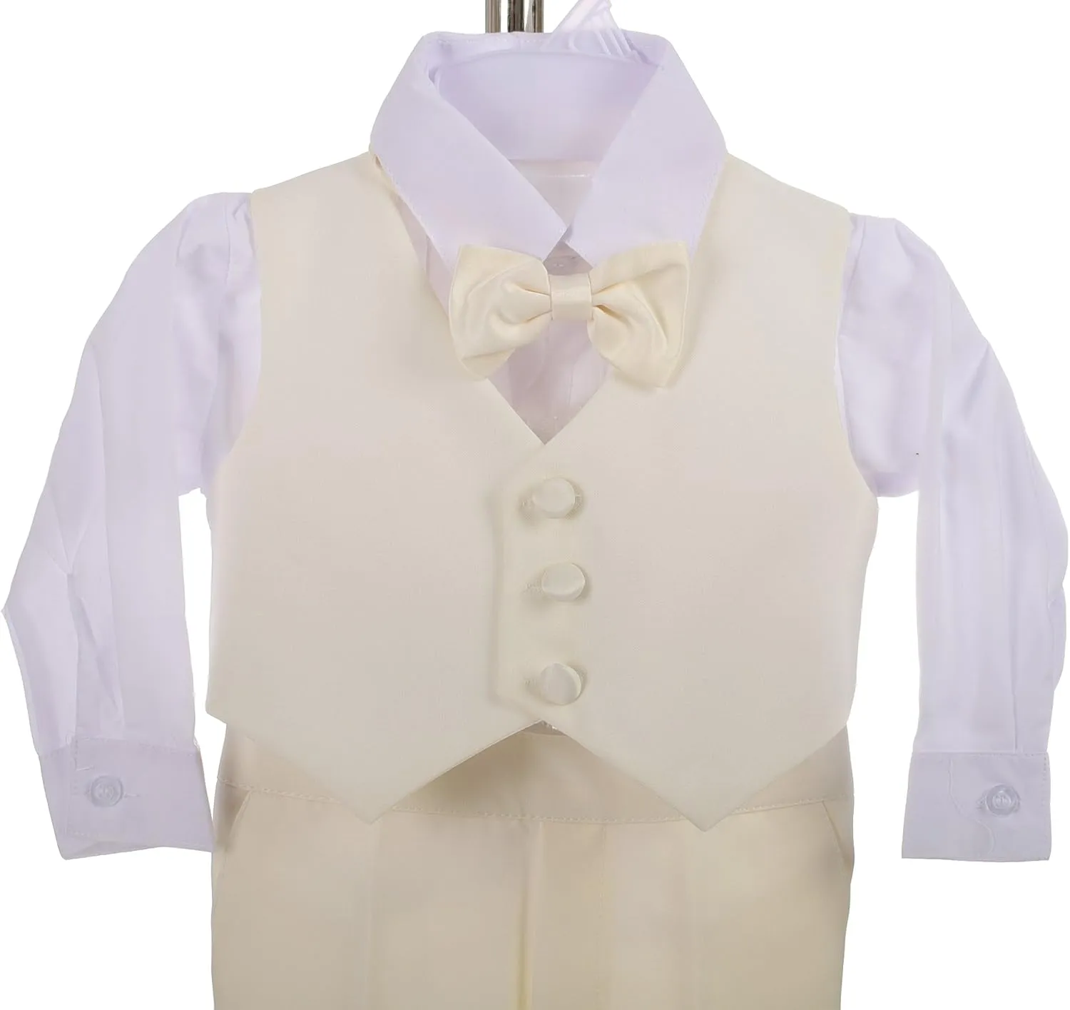 Dressy Daisy Baby Boy Tuxedo 5 Pieces Set Formal Dress Suit Gentleman Tux Wedding Outfit Black White Ivory