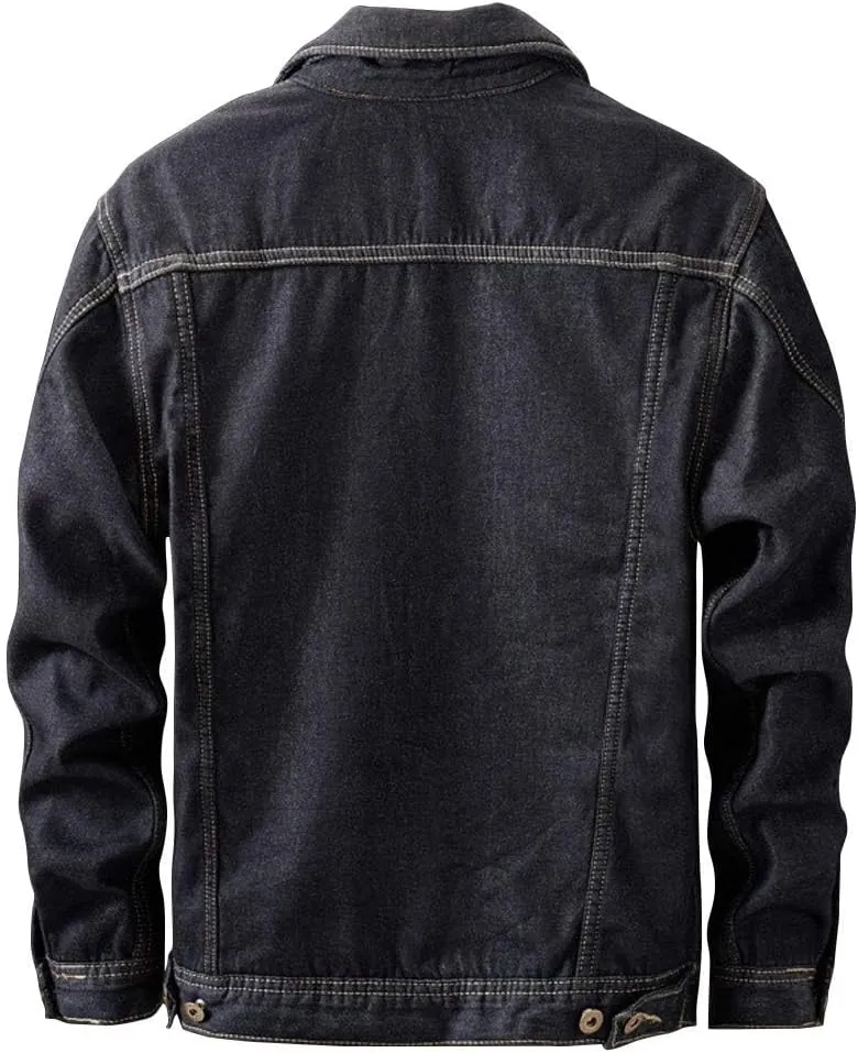 ebossy Men's Sherpa Denim Trucker Jacket Thermal Fleece Lined Jean Jacket