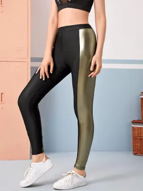 Elastic Waist Mixed Media Leggings
