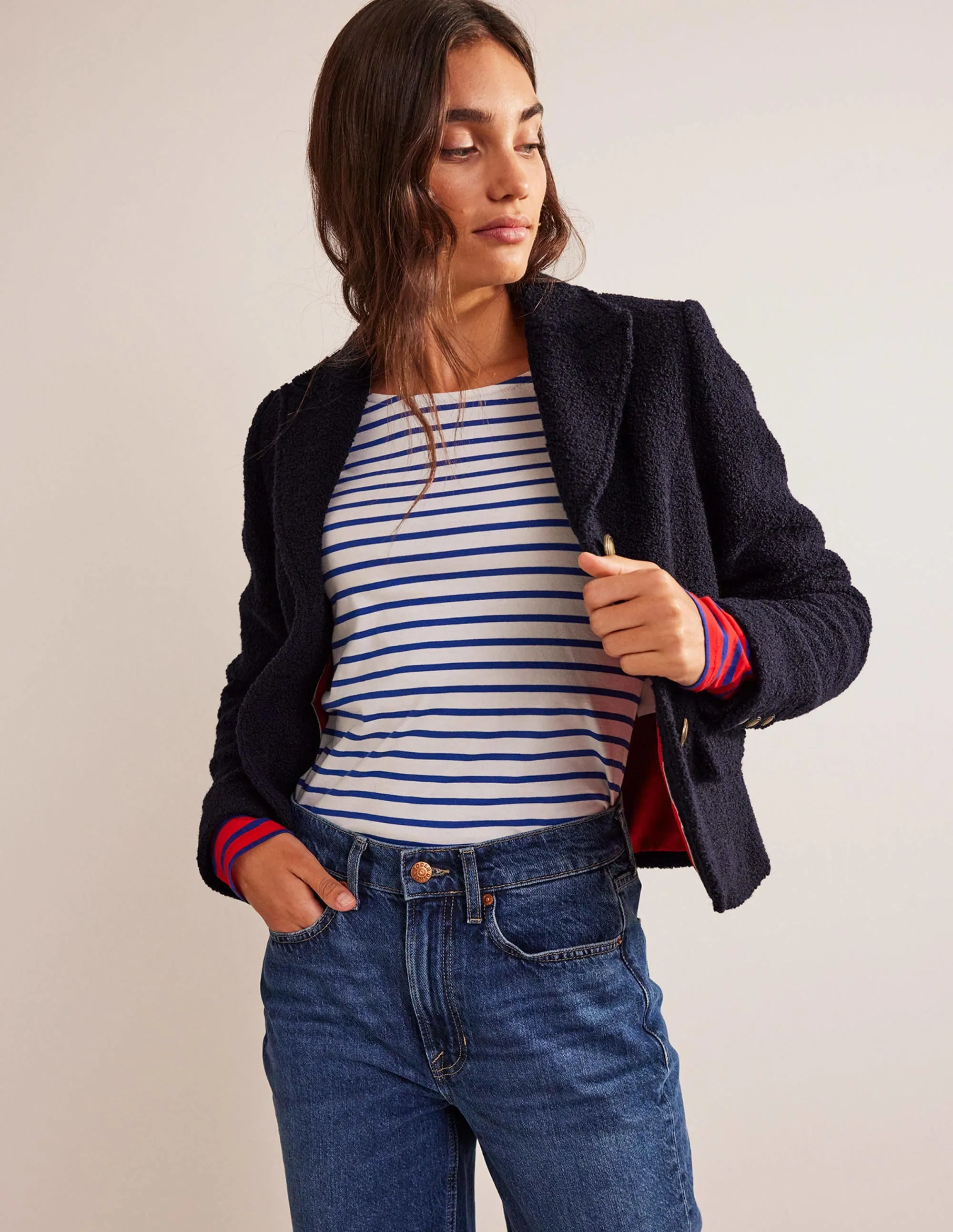Ely Textured Jacket-Navy
