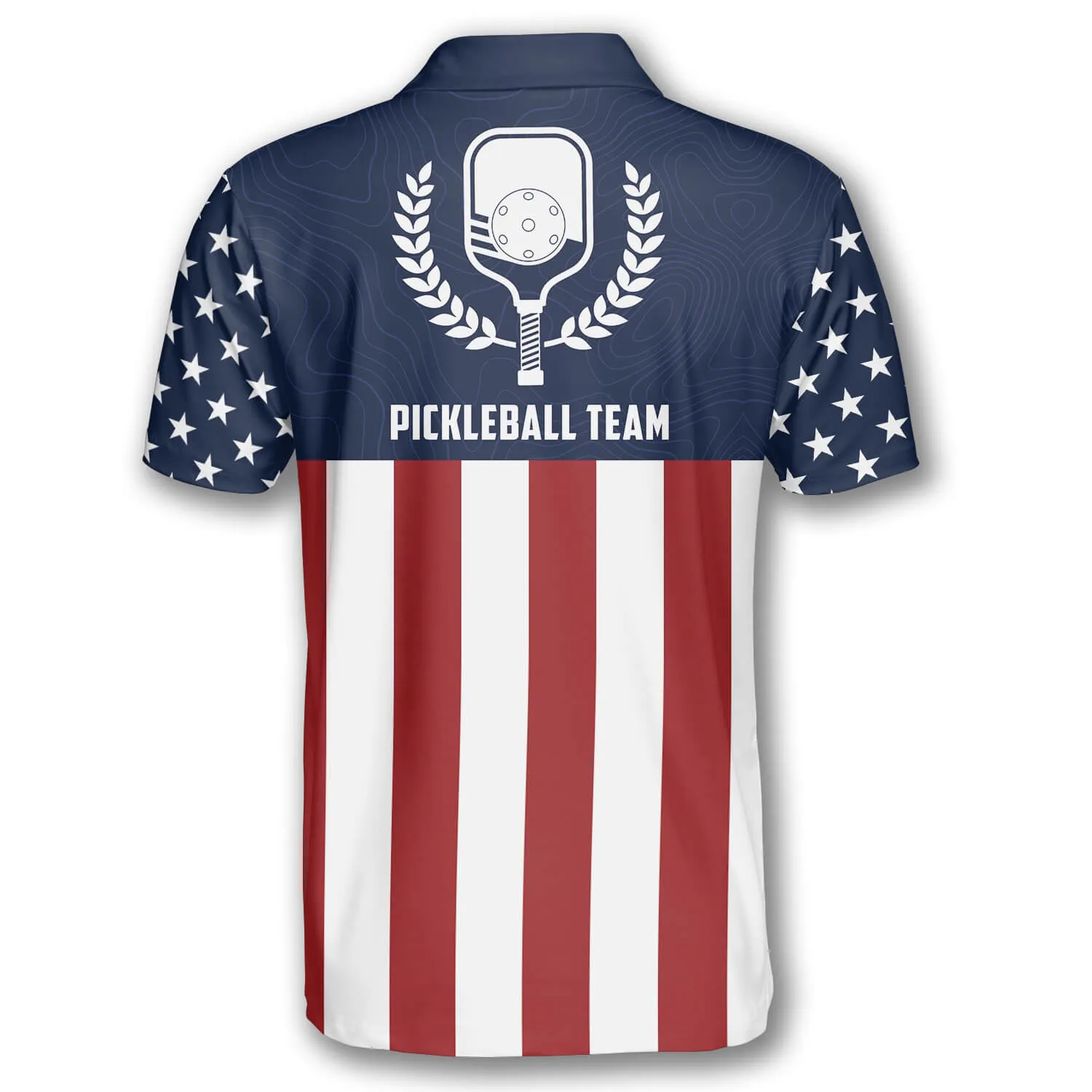 Emblem American Flag Navy Custom Pickleball Shirts for Men