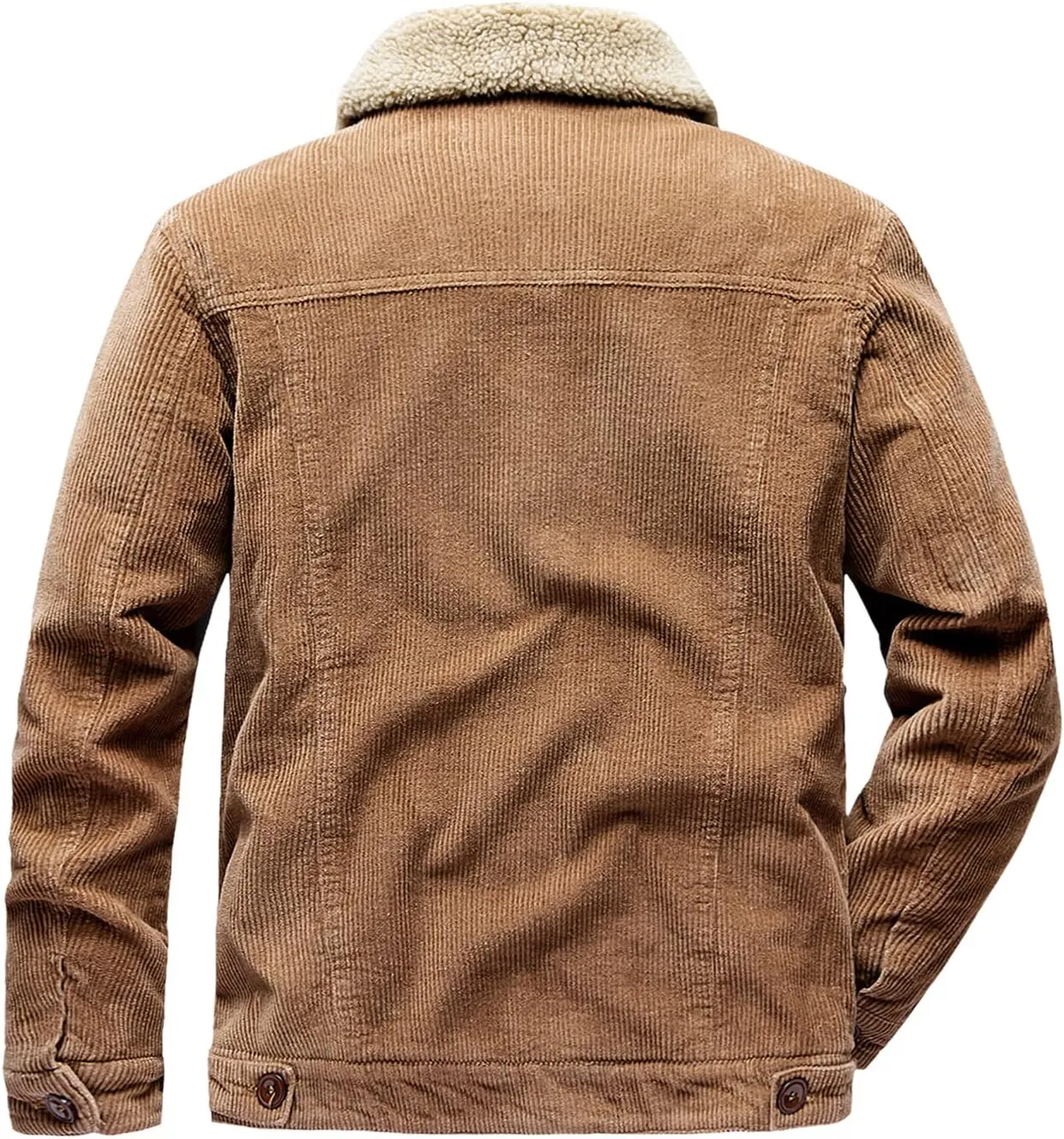 EXEKE Men's Corduroy Jacket Sherpa Lined Trucker Jacket Thickened Thermal Winter Jacket