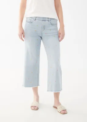 FDJ- Embroidered Pull-on Wide Crop Denim